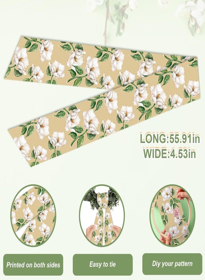 Habbiful Spring Wreath Sash for Front Door Beige Floral Sash Holiday Wreath Accessories for Home Garland Wedding Birthday Party Decorations - Image 2